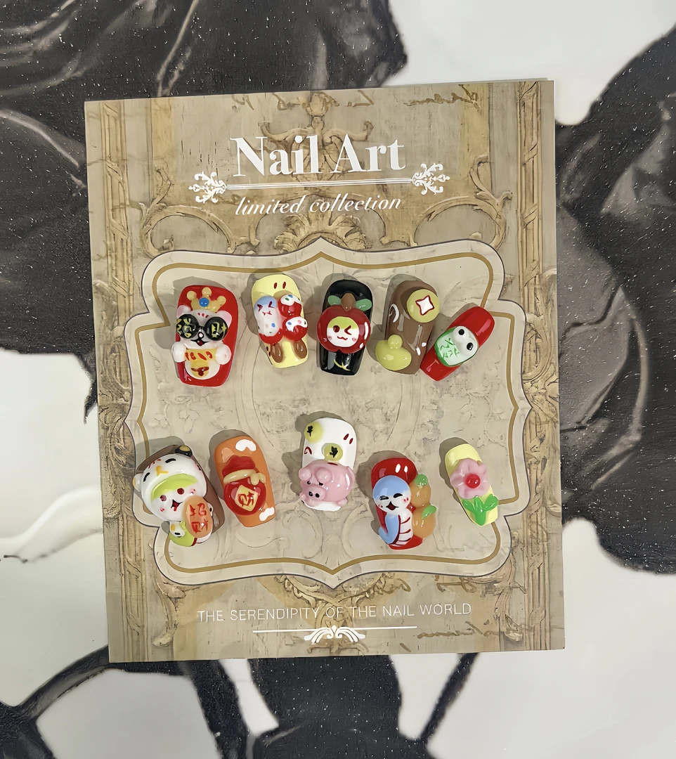 SaSaNail『招财进宝』可爱卡通高级显白女神高定手工穿戴甲