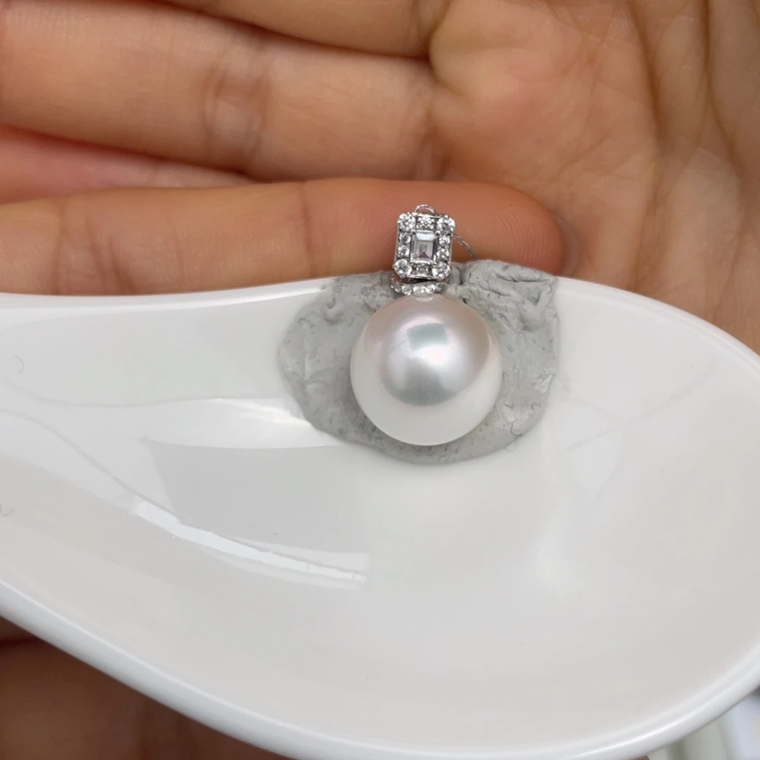 定制海水珍珠18K金镶嵌吊坠(不含链)