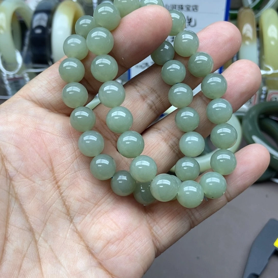 和田玉手串未镶嵌卡10