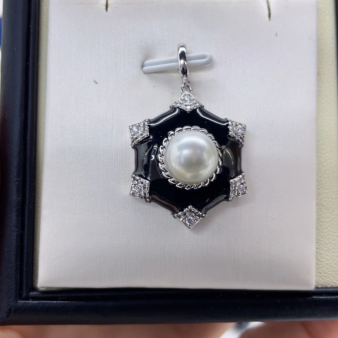 吊坠(不含链)海水珍珠银S925镶嵌澳白干枯吊坠10-11mm