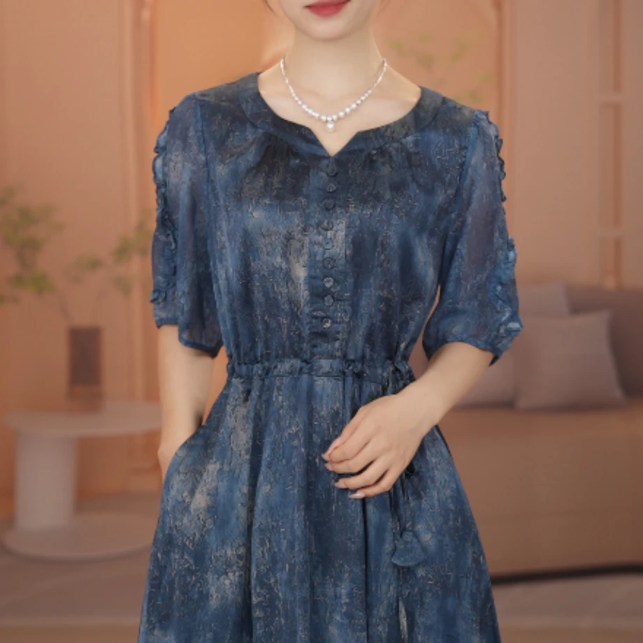 2025年春夏新款大码女装连衣裙遮肉显瘦加肥加大收腰显瘦妈妈装