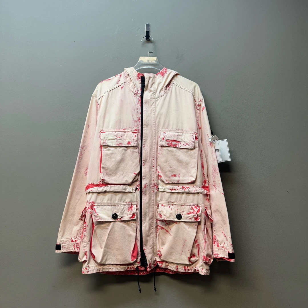 Stone island 石头岛/03932/17ss 手绘红色手刷 M65夹克外套 L码