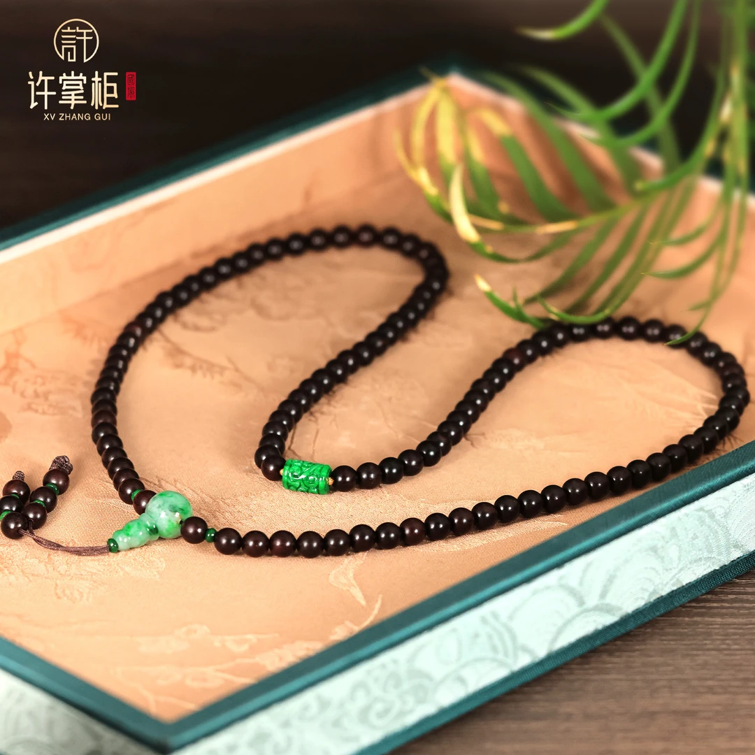 YGY｜18K金翡翠项链天然缅甸翡翠A货雕刻桶珠三通DIY配饰珠链