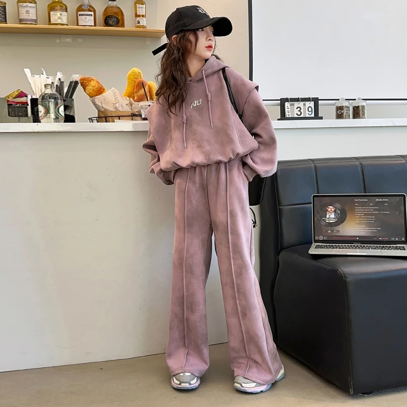 女童卫衣秋装套装2025新款洋气儿童早秋韩系穿搭女孩大童炸街上衣