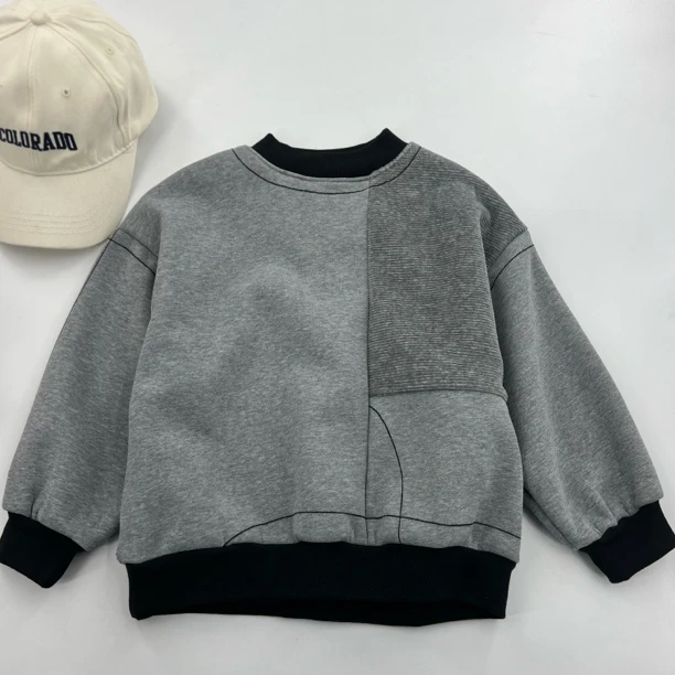 11192高端潮流时尚百搭休闲童装时尚加绒卫衣A15-1-1