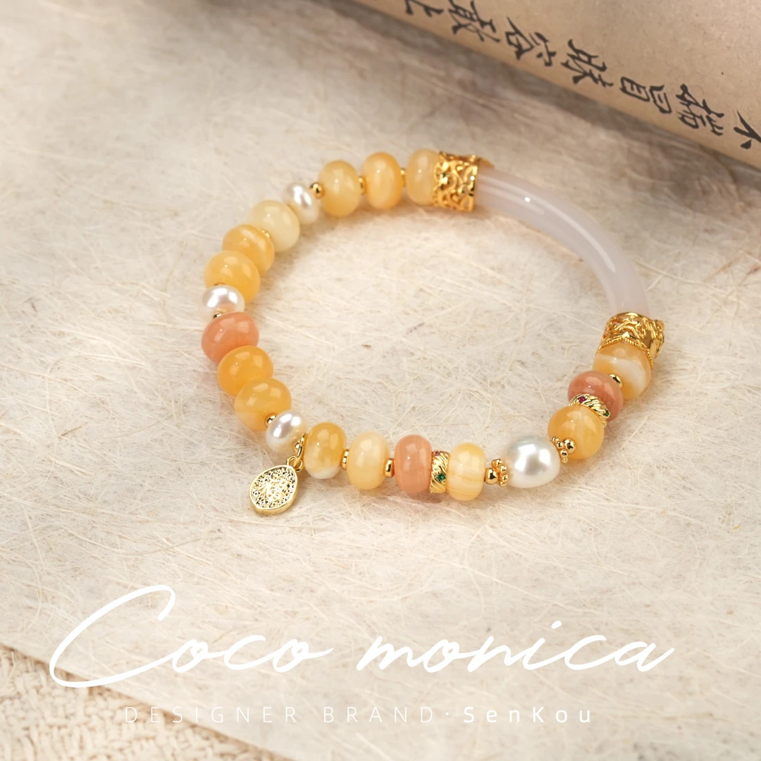 【小霞珠宝】玉髓方解石手链珍珠百搭女士国风古风小众简约 AE212