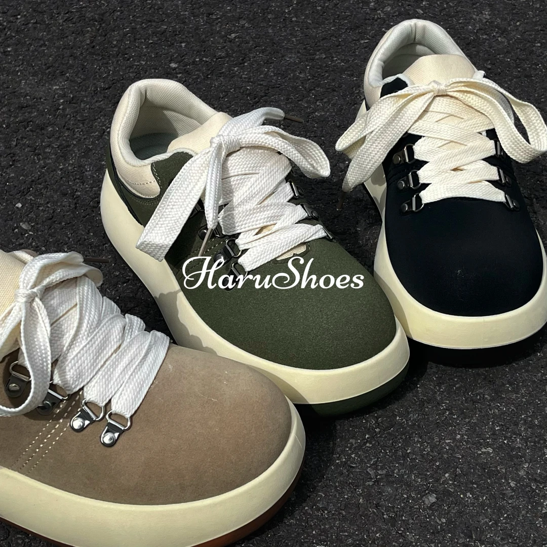 「HaruShoes」性冷淡风-低饱和度-厚底增高大头丑萌面包鞋春夏新