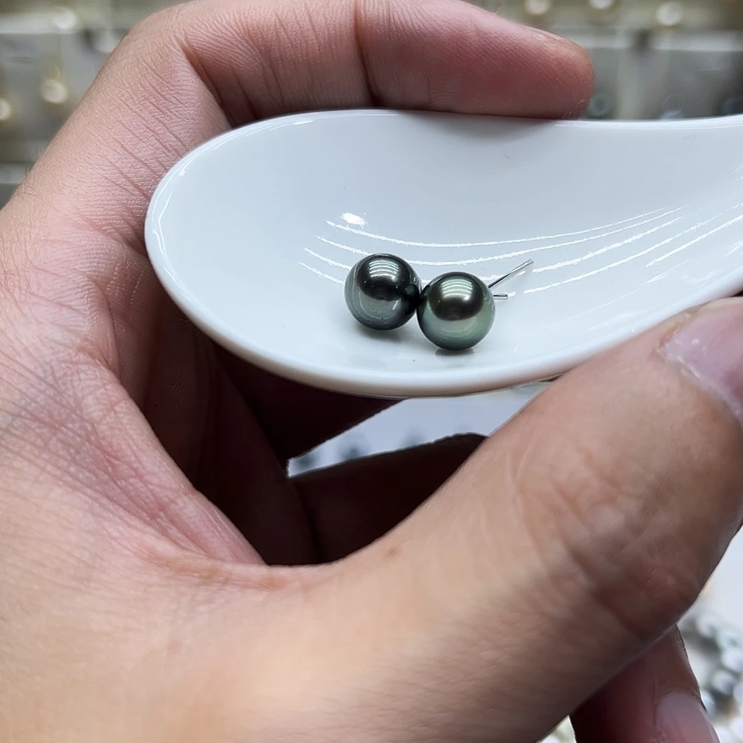 海水珍珠耳饰银S925镶嵌