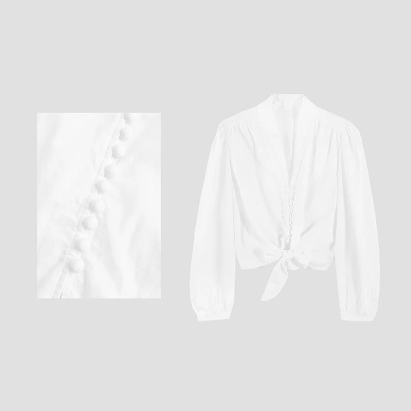 Jiumi陈啾啾时尚百搭纯欲衬衫长袖HBZA917055  nnassa