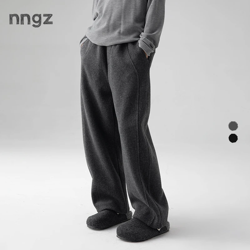 NNGZ冬季童装毛呢休闲柔软亲肤儿童保暖弯刀裤直筒裤B25DY2144G