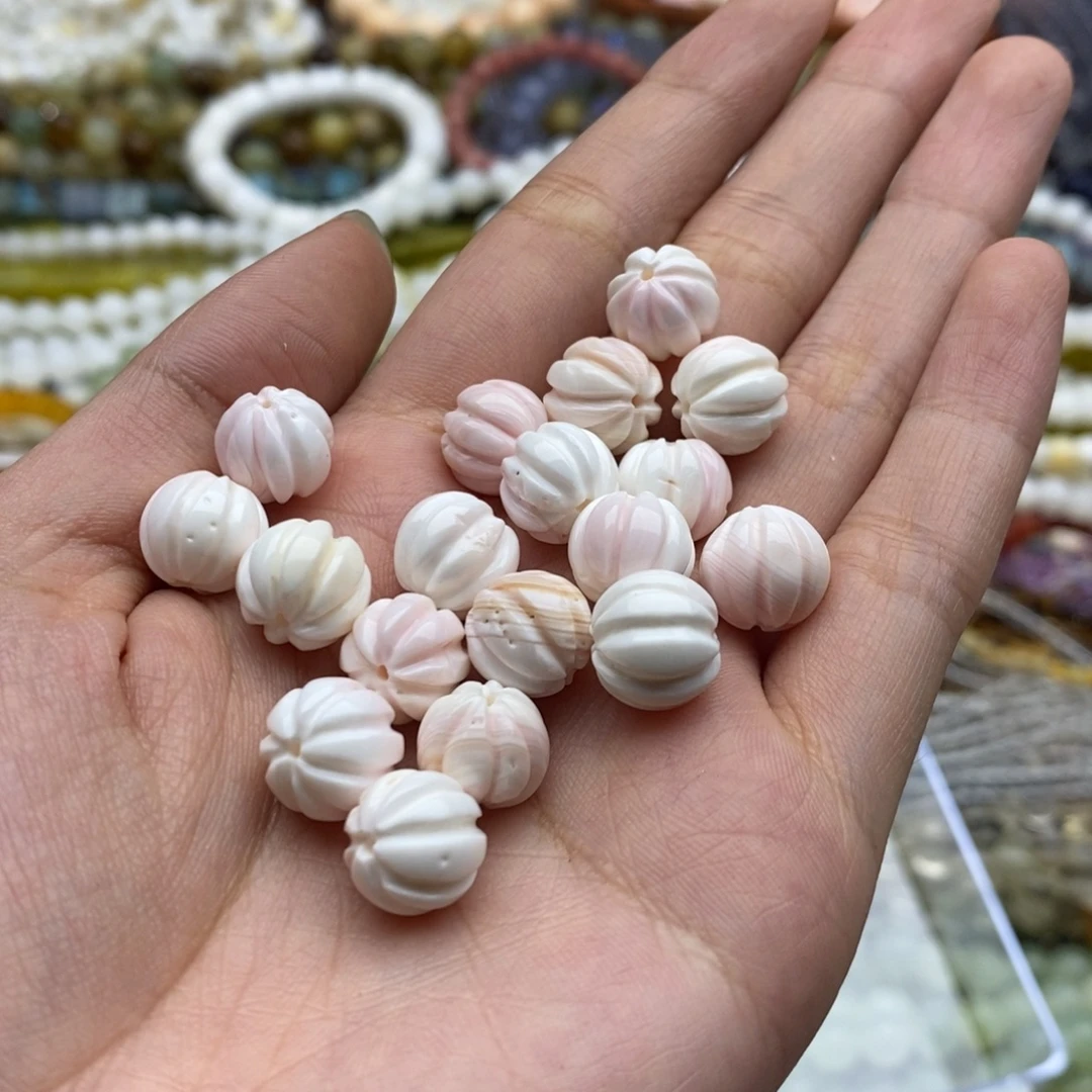 未镶嵌玛瑙/玉髓珠宝半成品两个装纯天然10mm女王，贝南瓜珠
