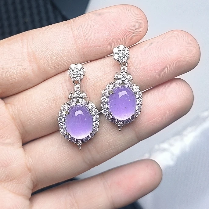 （聚宝严选）B82紫系鹅蛋耳钉精美气质时尚精致百搭奇石
