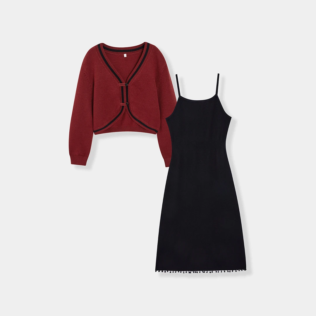 IEF/爱依服2025春季新款大码女装韩版气质收腰显瘦毛织里外套裙