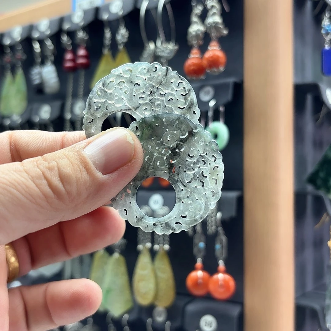 翡翠耳饰银S925镶嵌十*