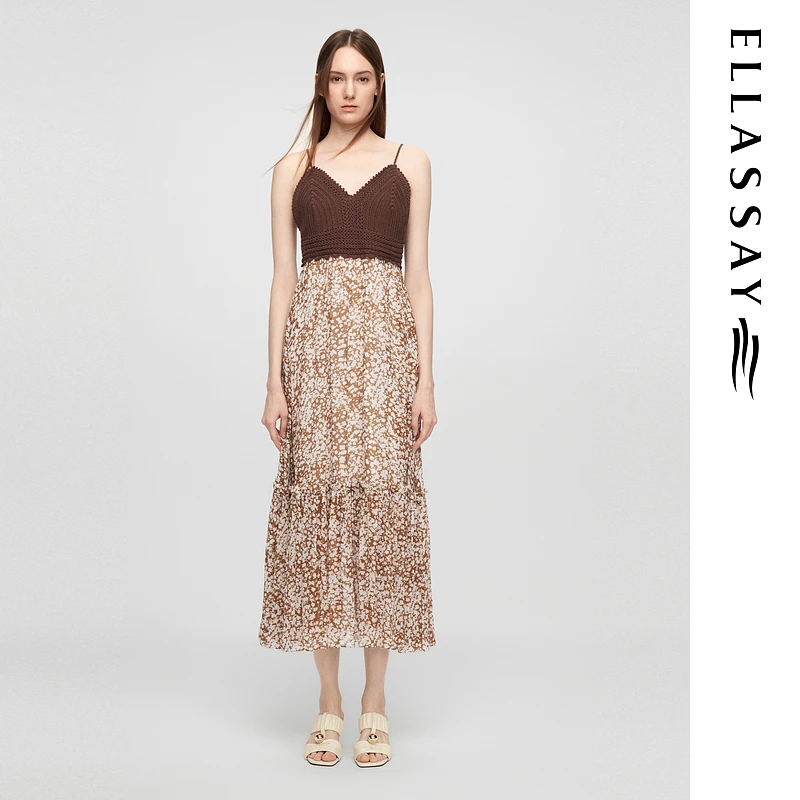ELLASSAY歌力思2025夏季新款南洋花旅两件式连衣裙女EWE362Y03000