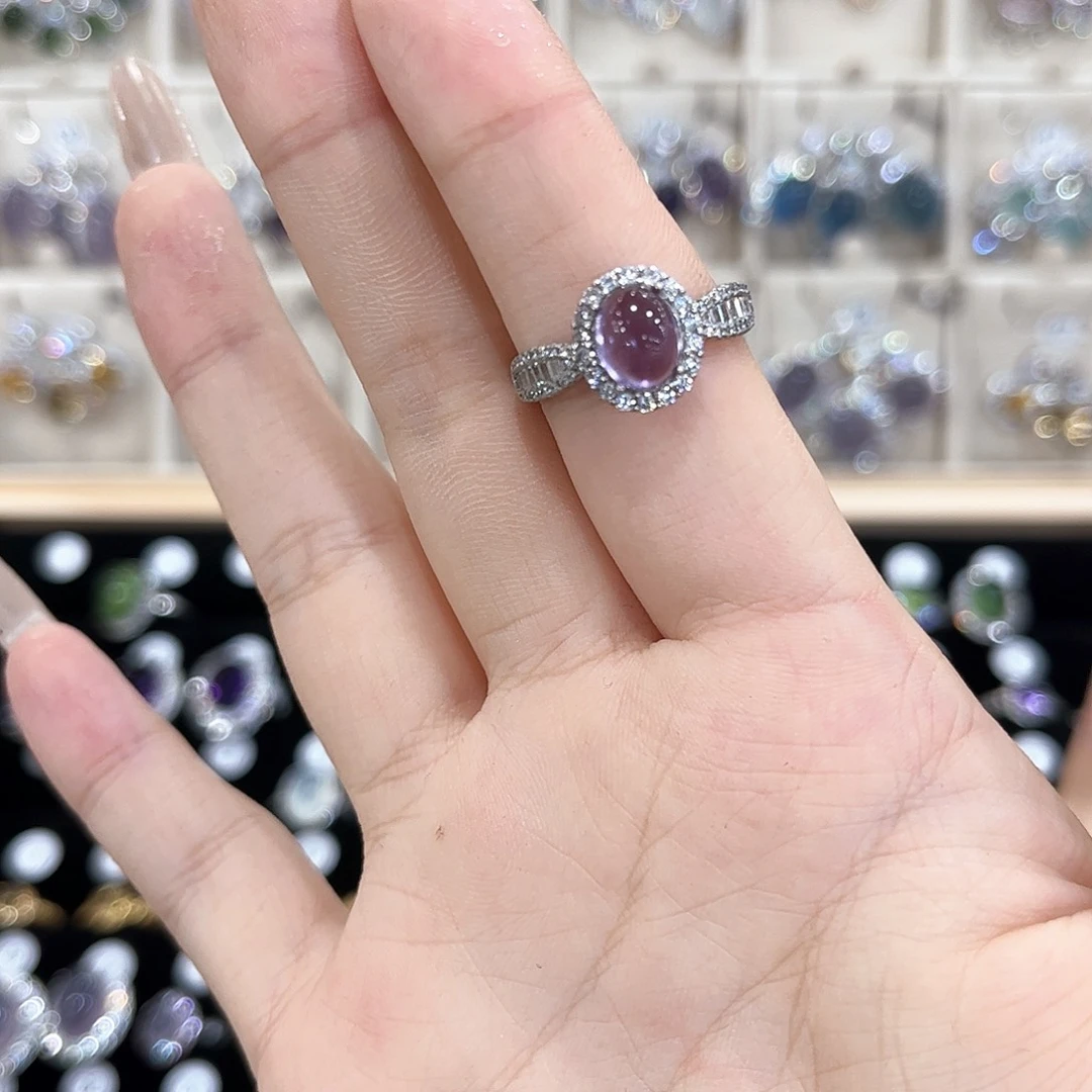 伤***儿银S925镶嵌戒指紫晶