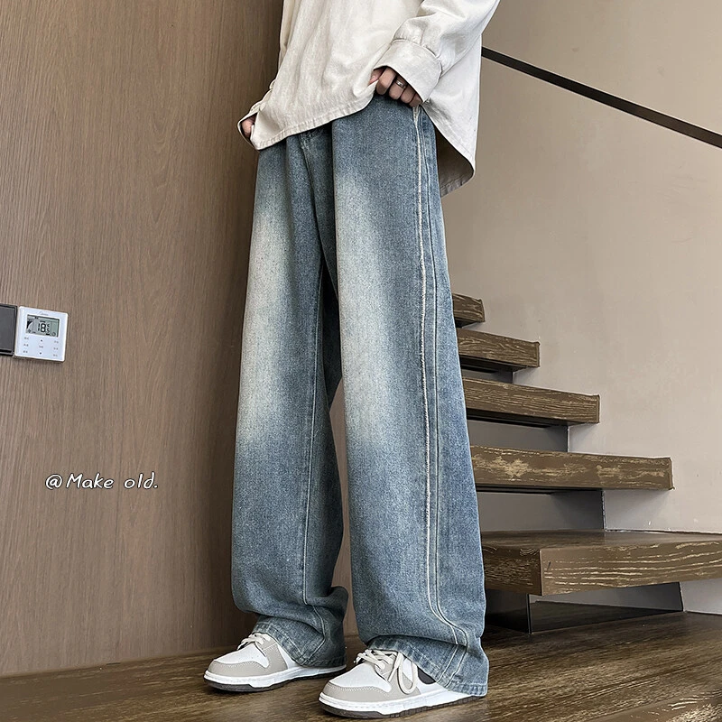 隐匿者2025春季新款男士水洗牛仔裤美式高街潮流百搭复古大码长裤