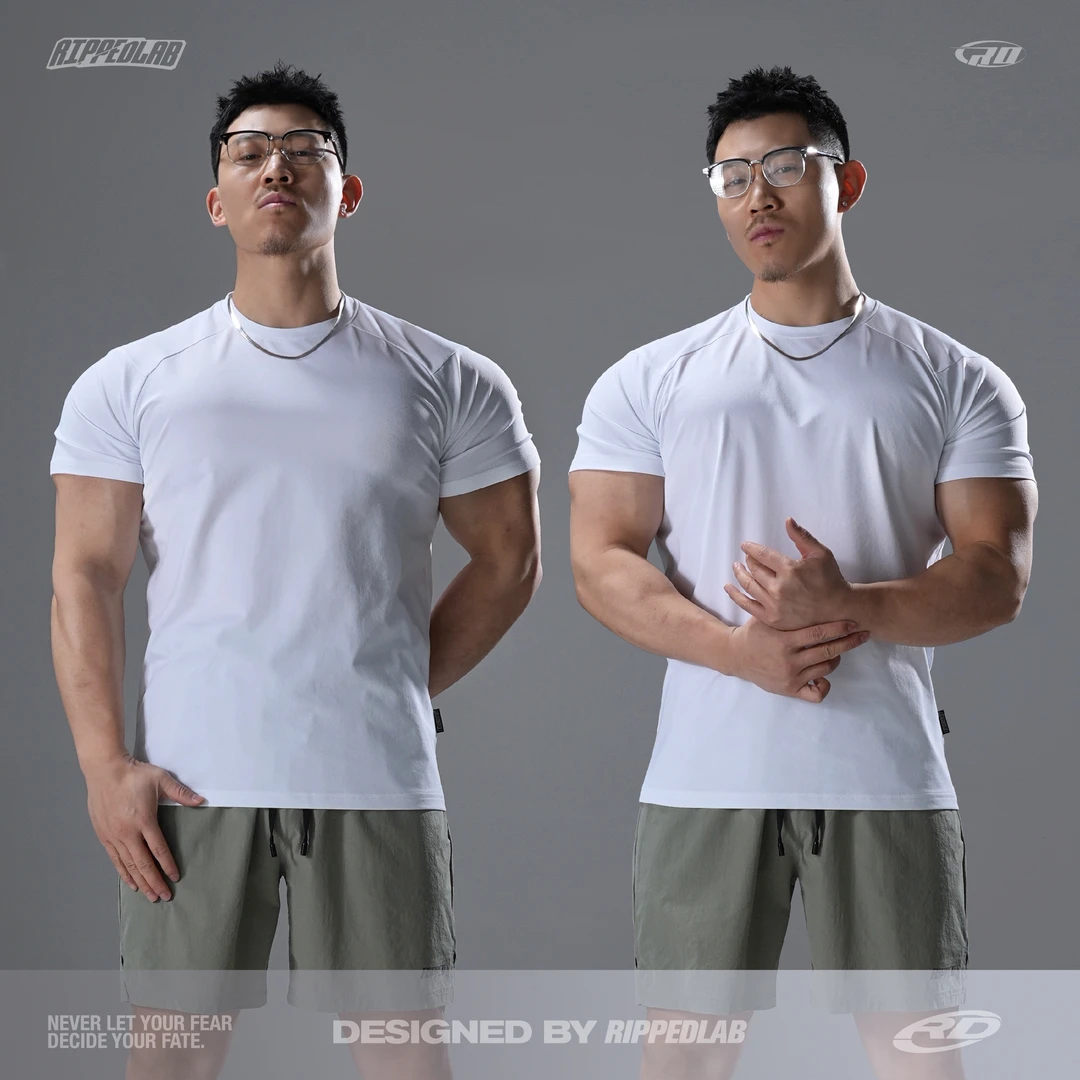 撕裂组织春夏插肩收袖口棉感专业功能性户外速干健身短袖运动T恤