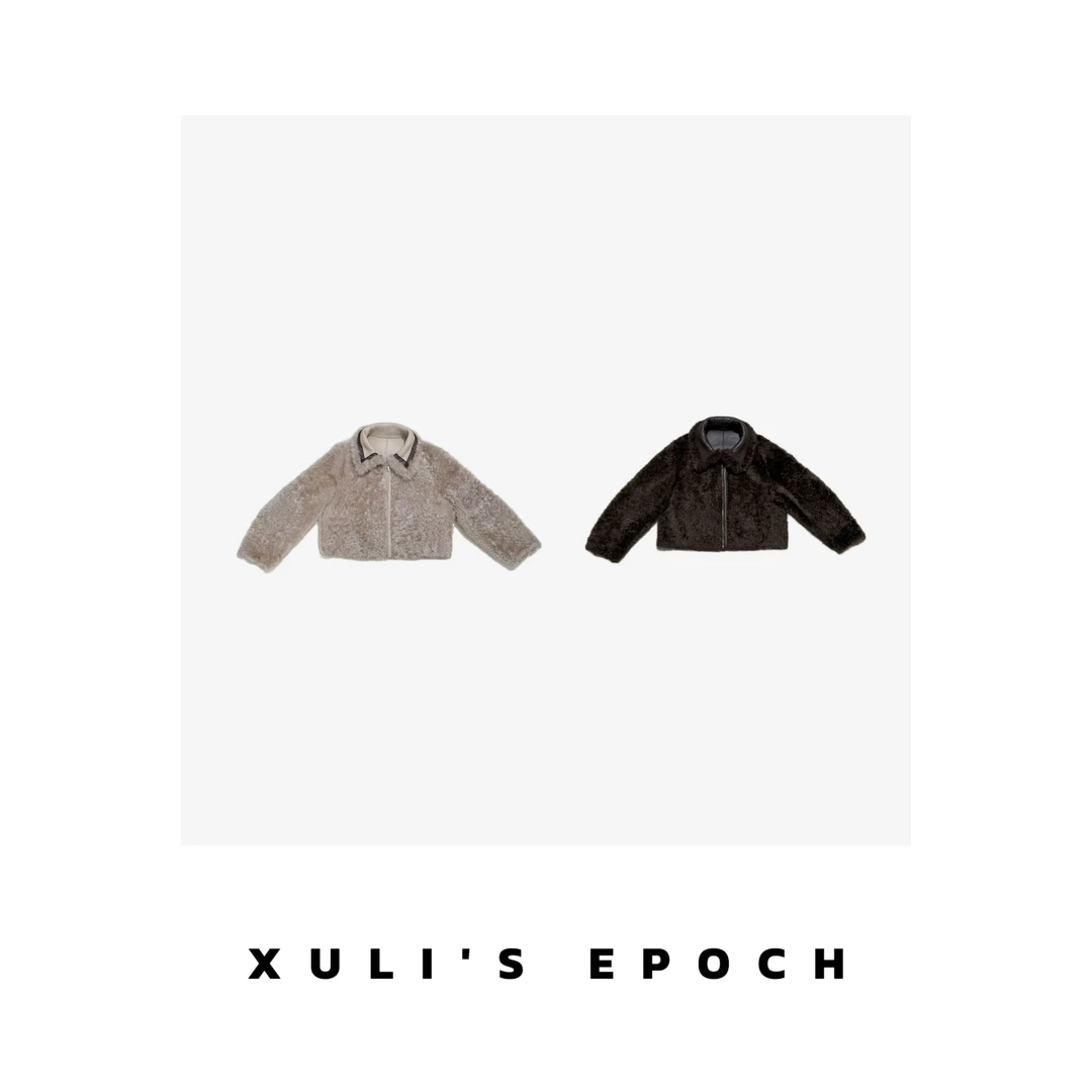 XULI'S EPOCH翻领蕾丝设计短款拉链拉贡外套·906P3180·秋冬限定