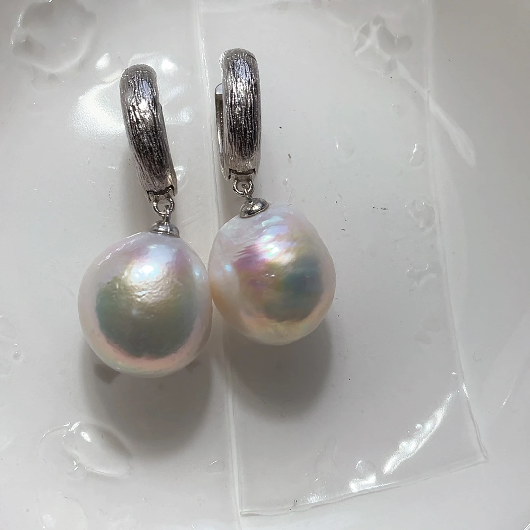 淡水珍珠耳饰银S925镶嵌
