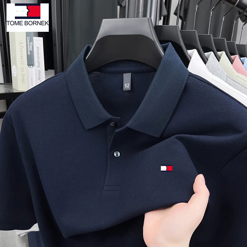 正品汤米希凯利100%纯棉短袖t恤男商务休闲透气男士纯色POLO衫男