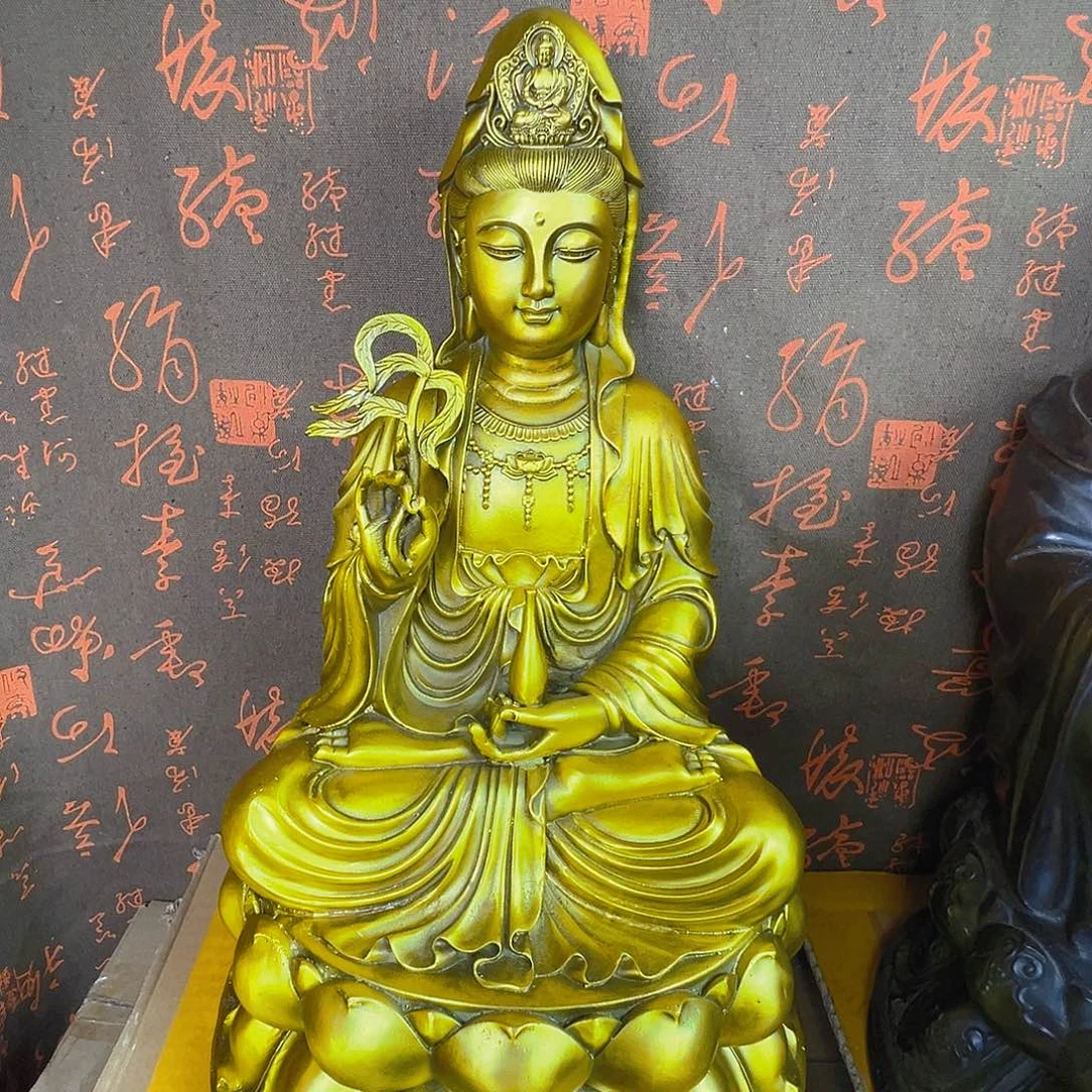 三***司40公分高度观音菩萨铜香炉
