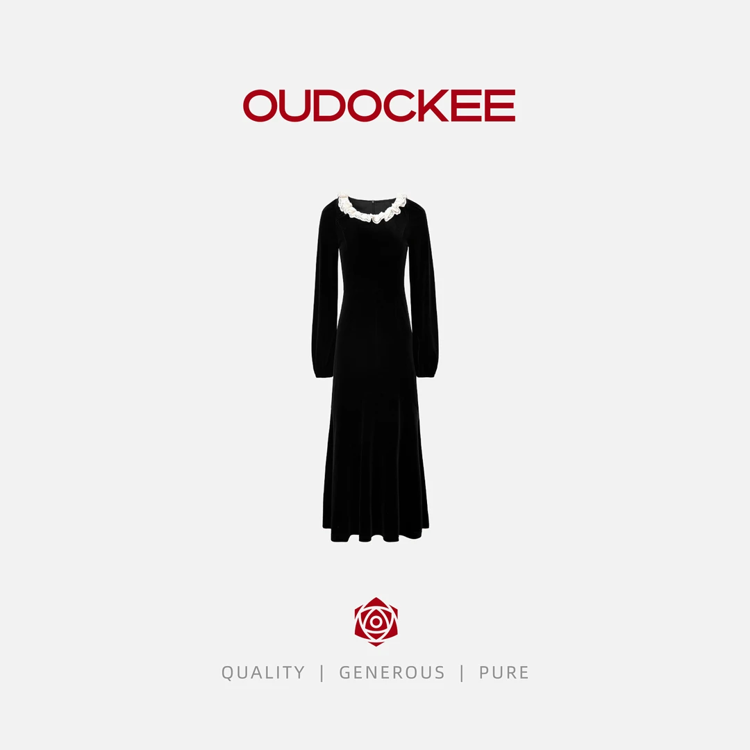 OUDOCKEE 鸥鸥【美人鱼】高级感丝绒鱼尾连衣裙收腰气质 LACE709T