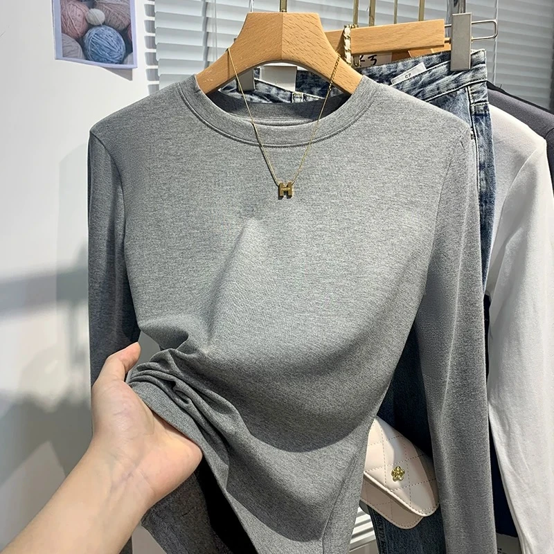 打底衫女装秋季新款纯欲显身材内搭t恤长袖今年超好看的圆领上衣