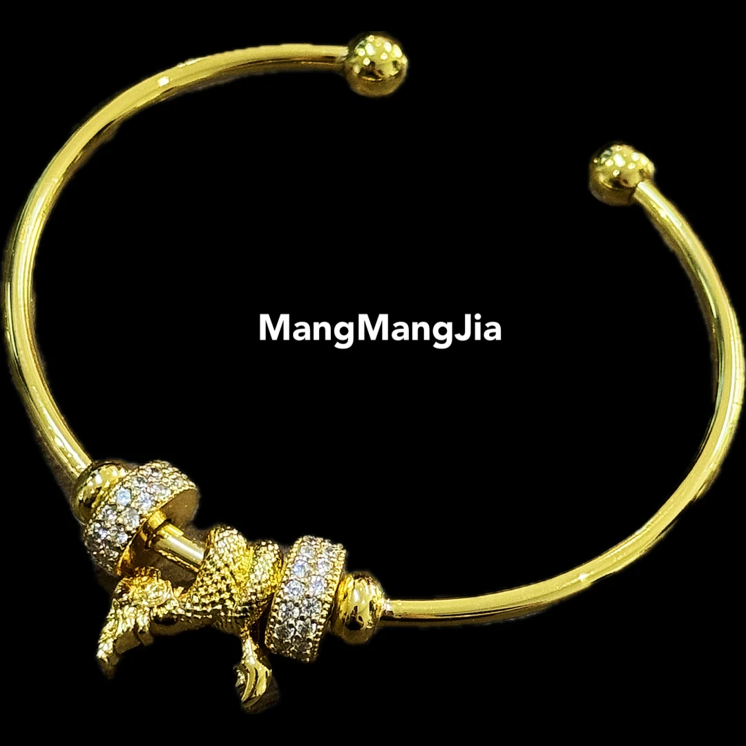 铜合金手镯 lp西拉帕亚纳小象手镯小众轻奢珠宝镶嵌饰品金色女