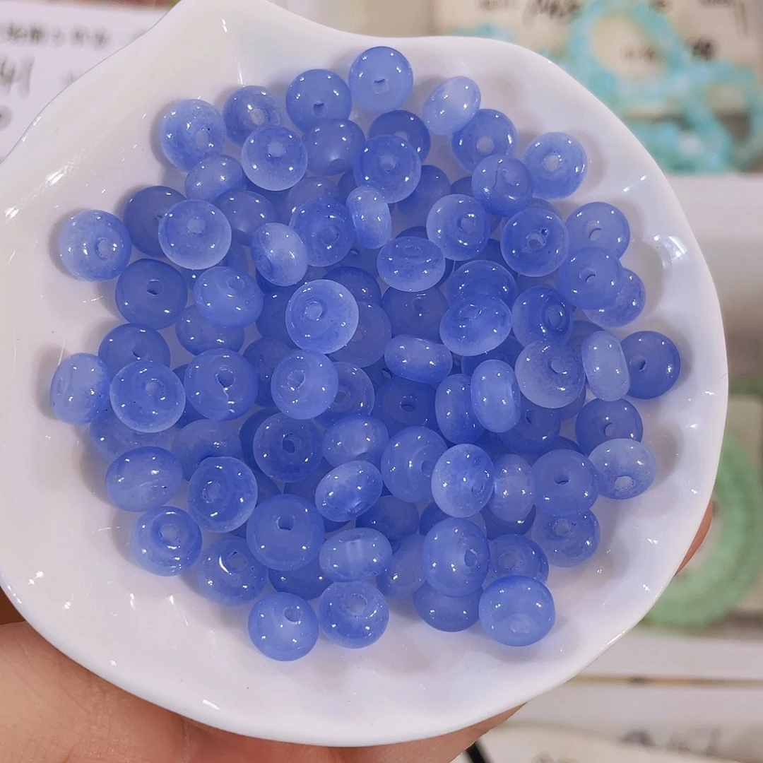 琉璃非金属天空蓝算盘珠100颗