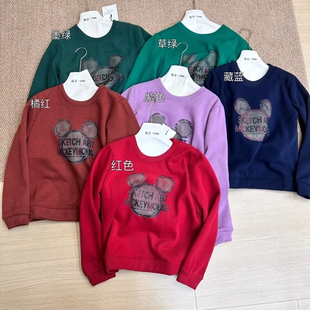 薇莎5022【现货】米奇烫钻加厚一体绒百搭卫衣