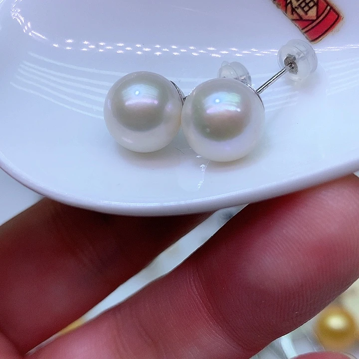 银S925镶嵌耳饰淡水珍珠