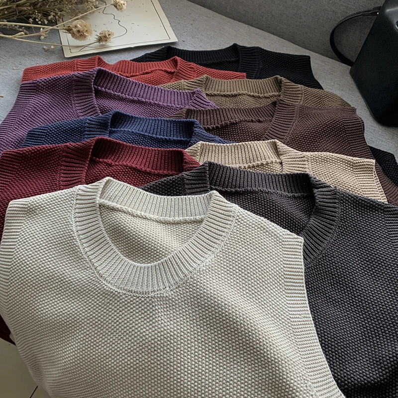 2025春秋新款棉线针织马甲女宽松圆领纯色休闲百搭套头文艺马夹