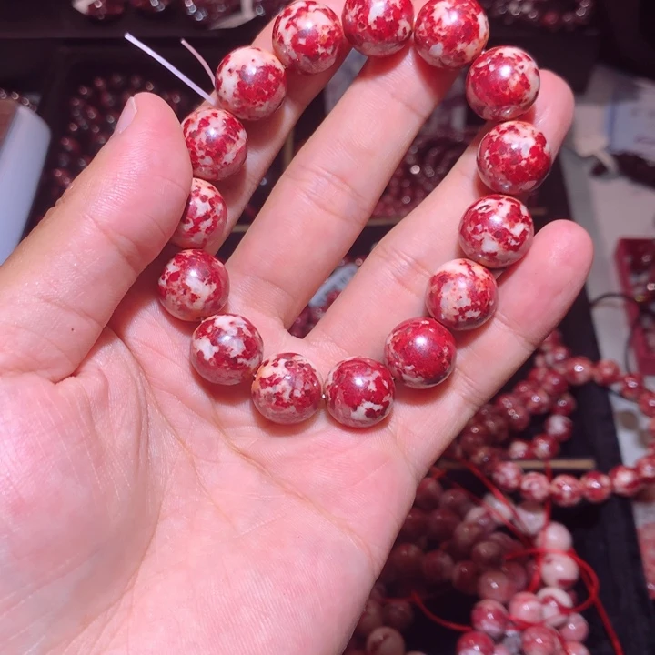 天然辰砂原矿手串大卡