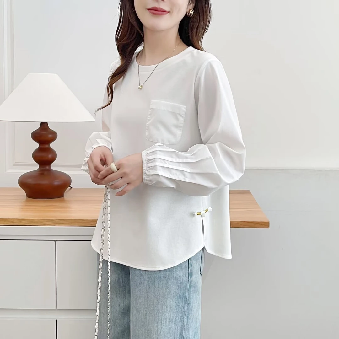大码女早秋2025新款遮肚子胖妹妹国风盘扣女士加大大码女装