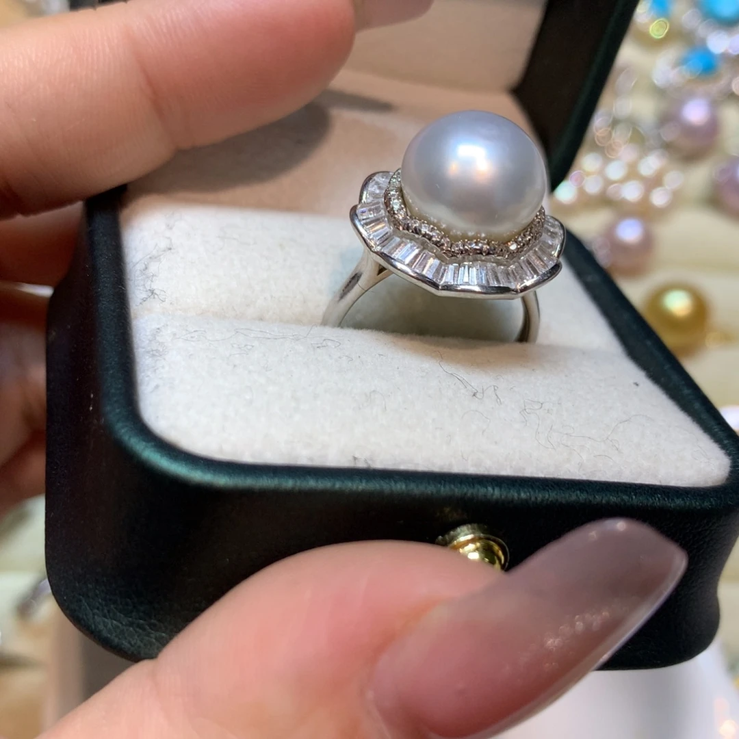 海水珍珠戒指银S925镶嵌