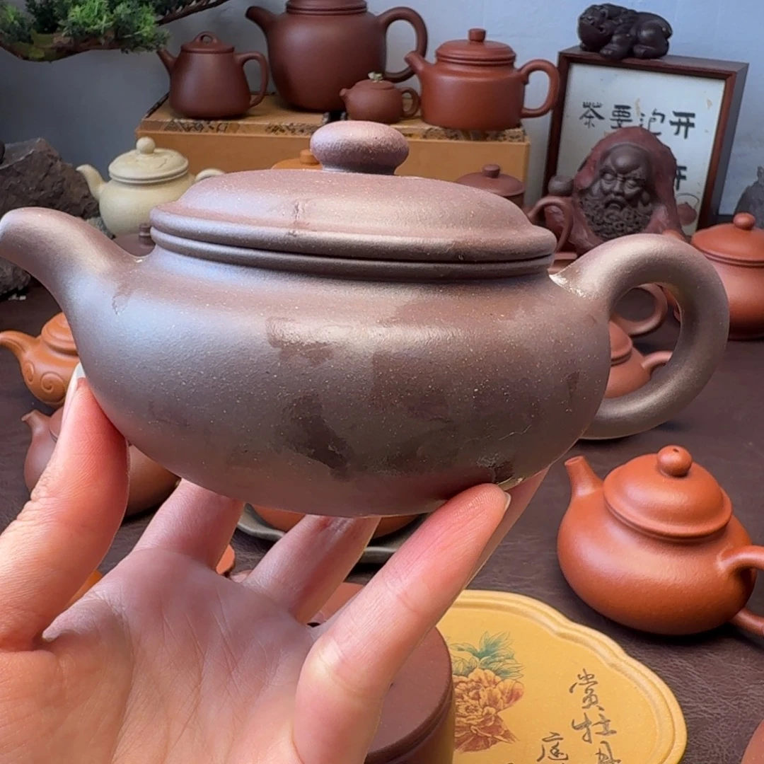 用***7紫砂茶壶特练紫泥  扁复248