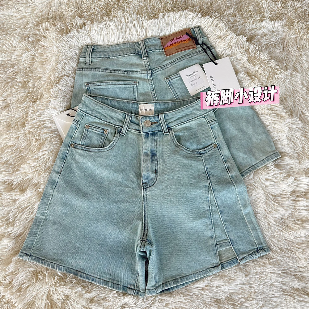 6837#夏季新款开叉设计时尚休闲百搭显瘦小A版四分牛仔短裤