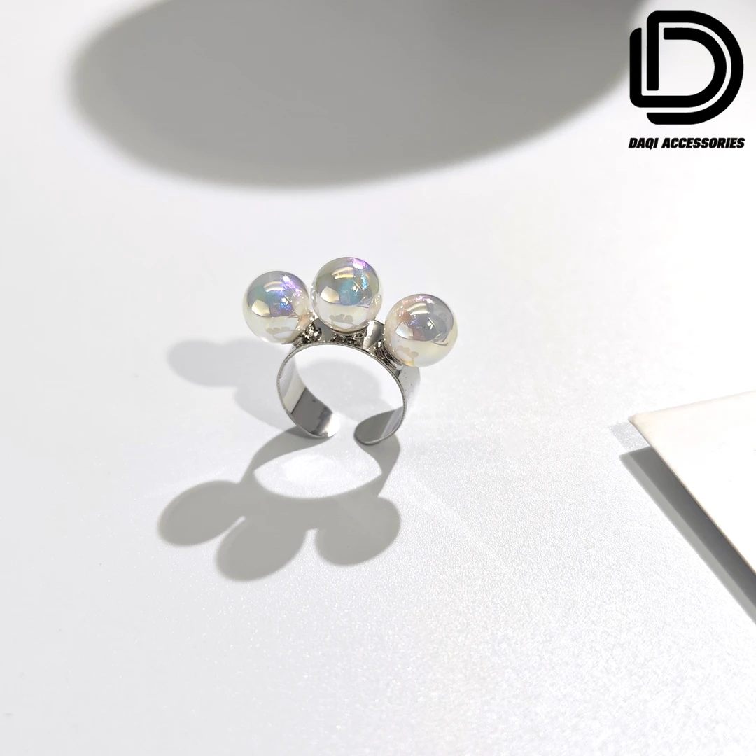 钛钢仿珍珠戒指 812大淇原创潮流个性仿珍珠钛钢指环戒指