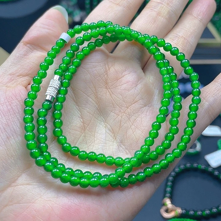 翡翠未镶嵌颈饰天然A货翡翠玻璃种正阳绿4