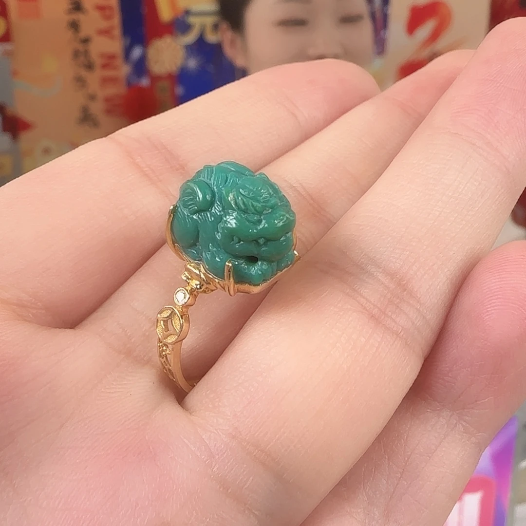 绿松石18K金镶嵌珠宝奇石