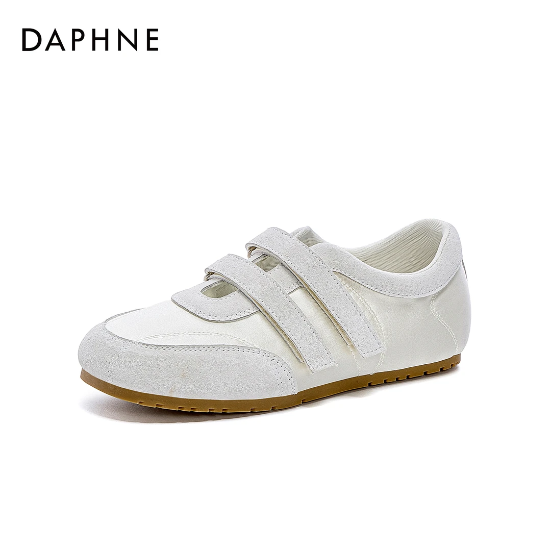 达芙妮2025春夏魔术贴时尚休闲鞋红色厚底德训鞋软底防滑透气单鞋