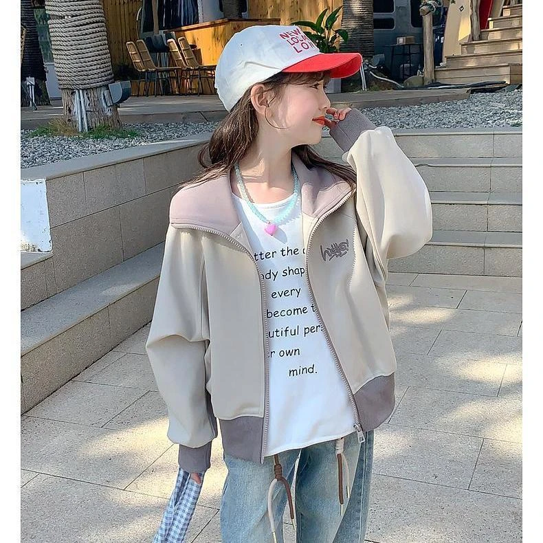 女童外套春秋款2025新款洋气儿童春装冲锋衣小女孩运动夹克上衣潮