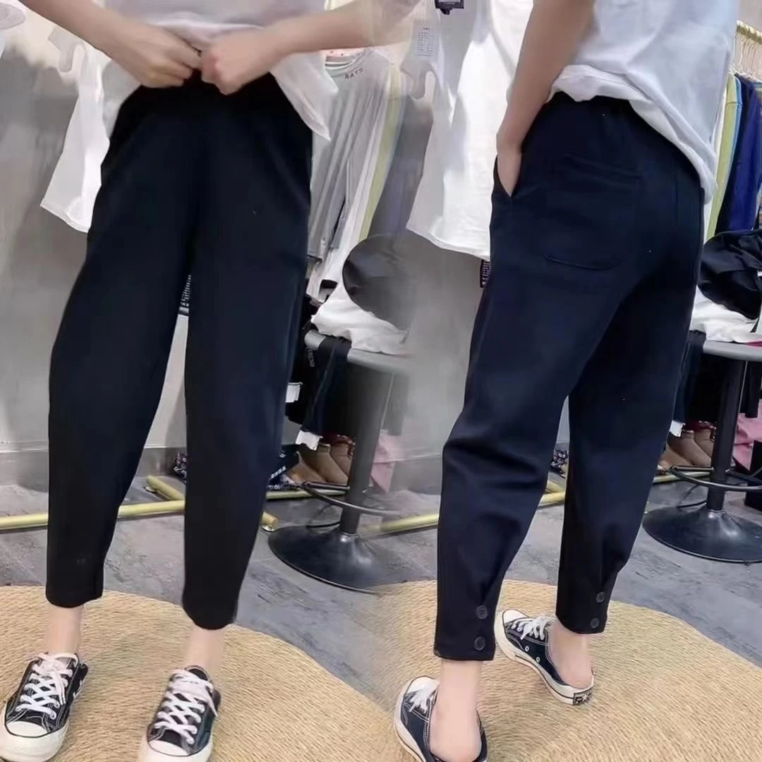 潮秀儿家显瘦磨毛遮肉百搭腿粗必入哈伦萝卜裤811