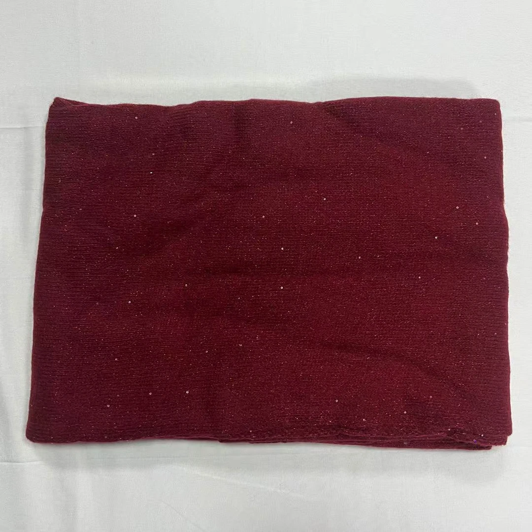 羊绒长巾-酒红星点 180*60cm丝巾