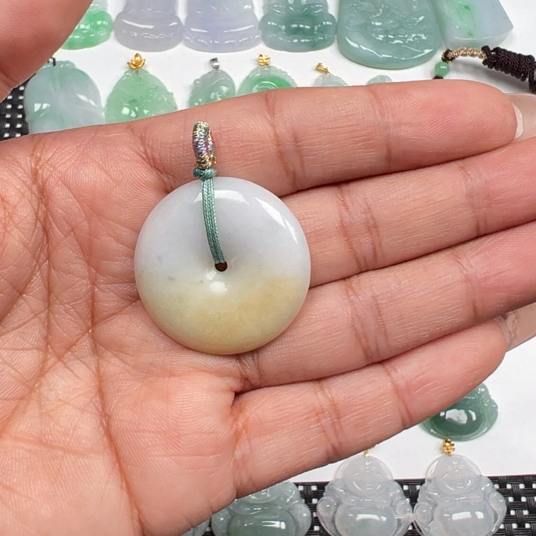 翡翠未镶嵌颈饰黄翡平安扣