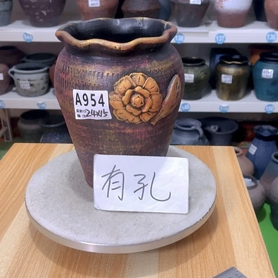 红陶手工制作工艺花盆