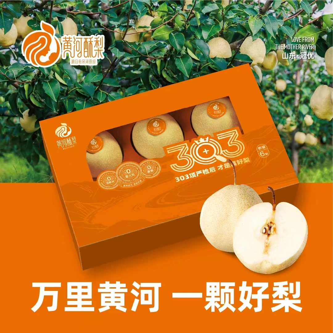黄河酥梨 黄金款礼盒脆甜多汁应季水果；单果400g—600g