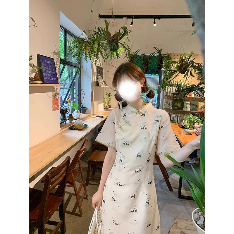 大码女装新中式连衣裙女夏季款改良旗袍裙气质显瘦高级感垂感裙子