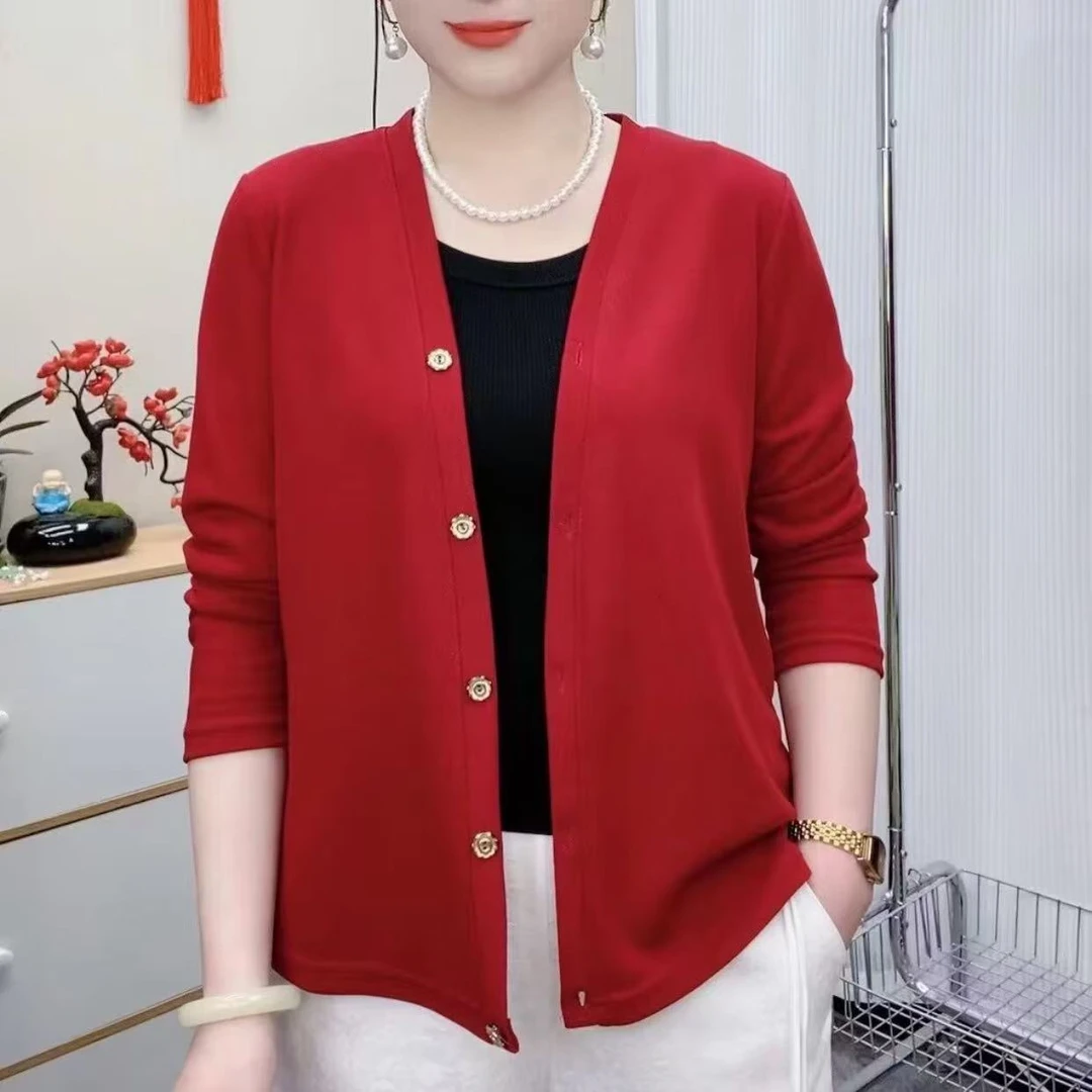 88088 2025新款开衫外搭单排扣宽松版妈妈装